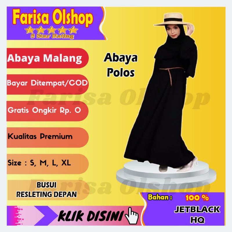 Exclusive Casual Abaya Hitam Polos Turkey Abaya Fatimah Bahan JetBlack Lembut Arab Farisa Olshop 02