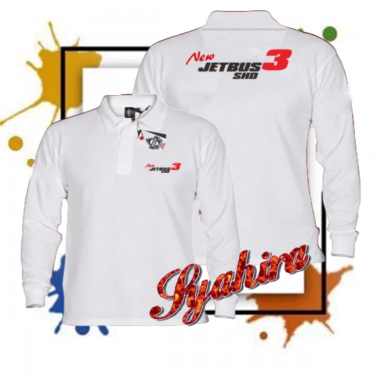 Poloshirt  Berkerah Lengan Panjang Jet Bus Baju Kerja Pria Dan Wanita Dewasa Kekinian