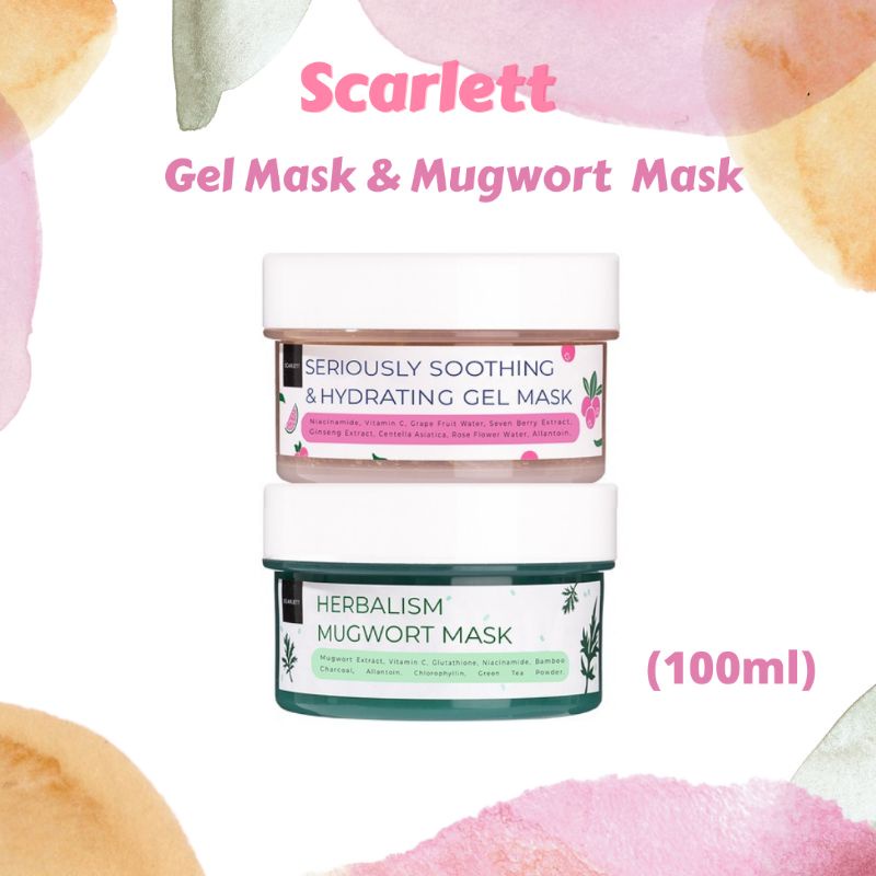 [ORI] Paket Masker 2in1 Scarlett Seriously Soothing + Hydrating Gel Mask Perawatan Kulit Berminyak &amp; Berjerawat - BPOM