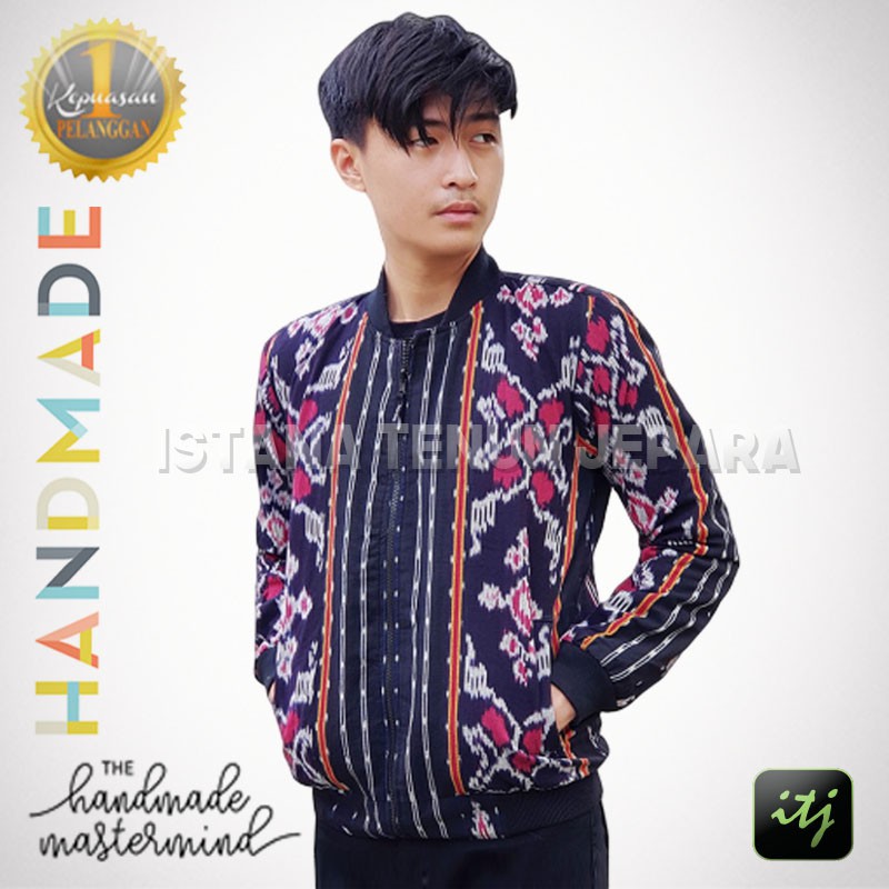 (Terlaris) Jaket Pria Bomber Etnik Tenun Troso Murah / Jaket Pria Anti Mainstream / Jaket Batik Pria