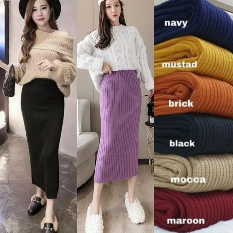 Rok Span Rajut HQ Wanita Premium Tebal