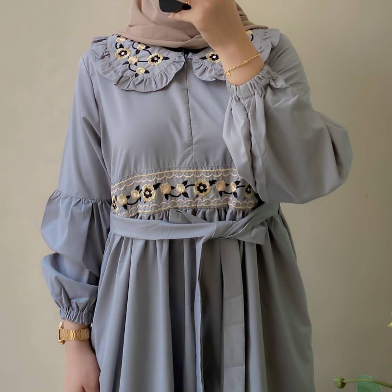 DRESS WANITA MUSLIM TERBARU/BELOVA DRESS MELAYU/GAMIS BORDIR KEKINIAN/GAMIS CANTIK/FAR MOSLEMSTORE