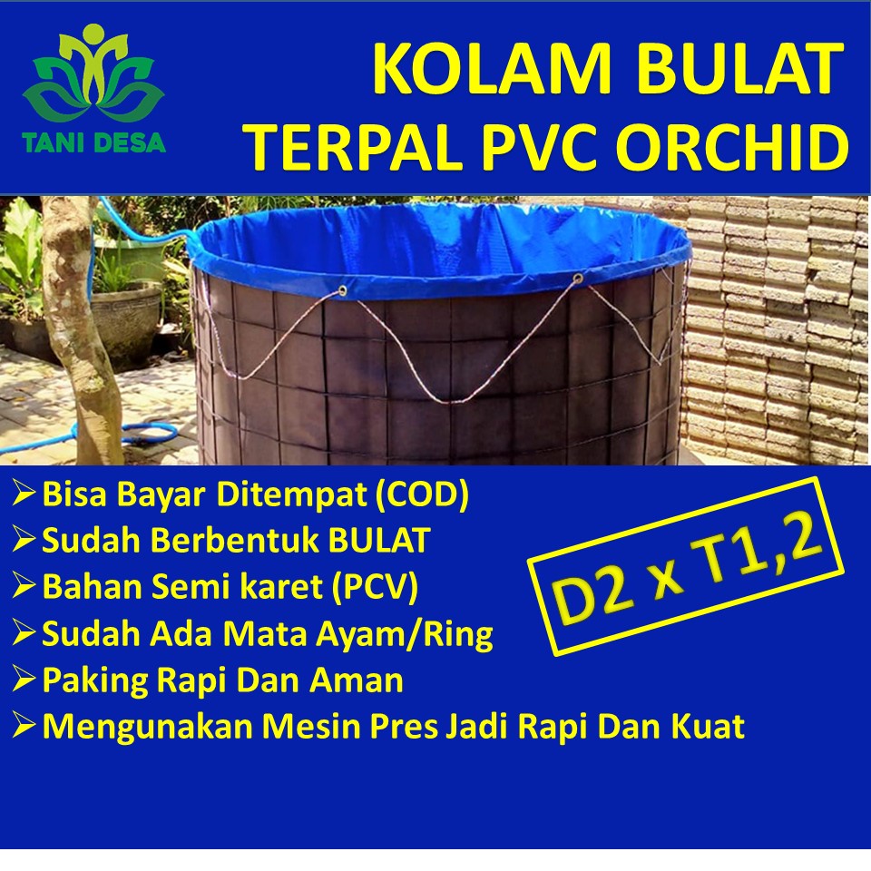 Kolam Terpal Bulat Bioflok Ukuran Diameter 2 m Tinggi 1,2 m, TERPAL SAJA
