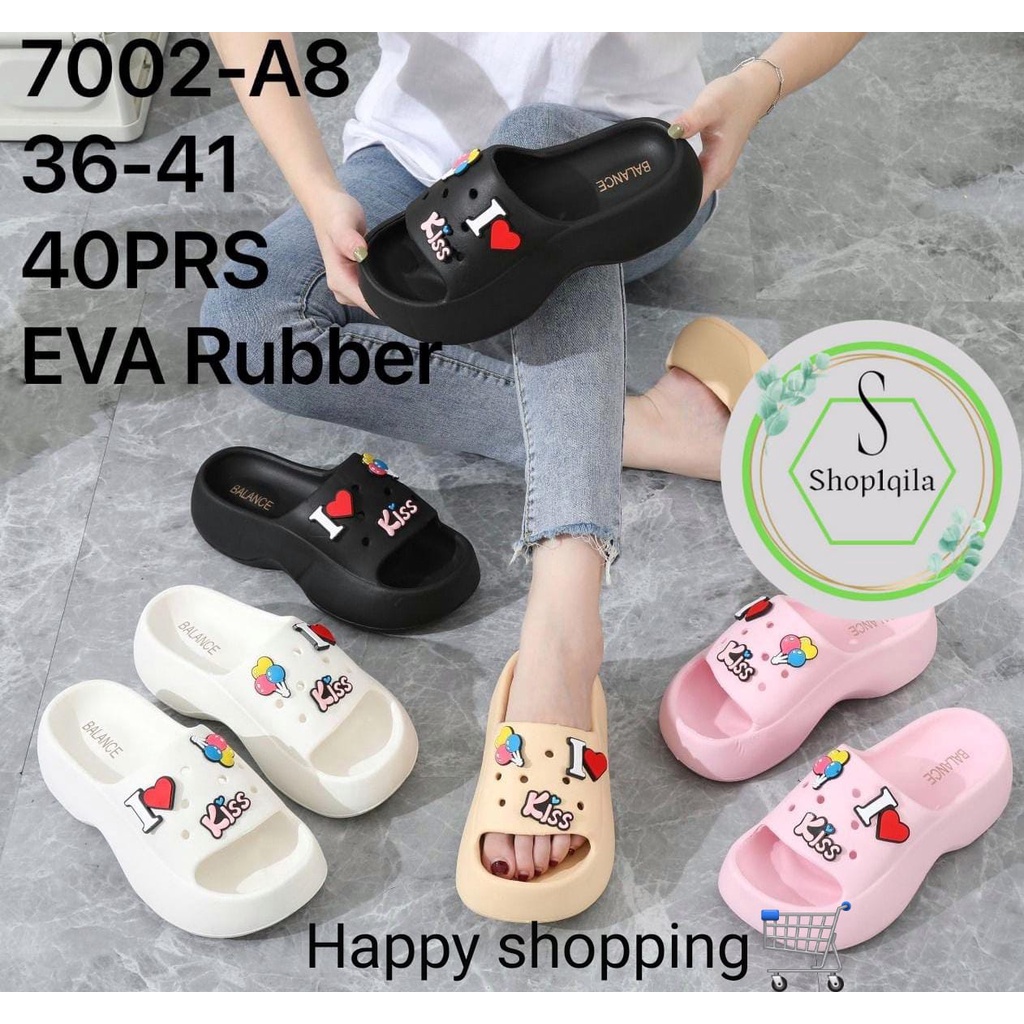 Sandal wedges fuji TOFU rubber kekinian dan stylish korean style 7002