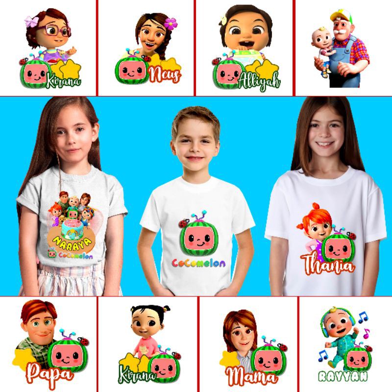 Kaos cocomelon couple gratis cetak nama kaos ultah kaos custom