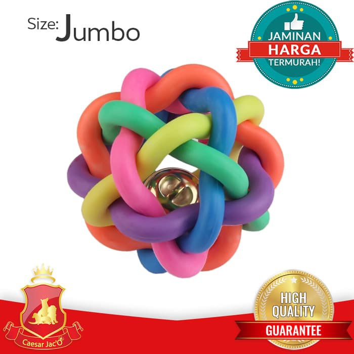 mainan anjing bola karet pelangi   dog training toy   jumbo