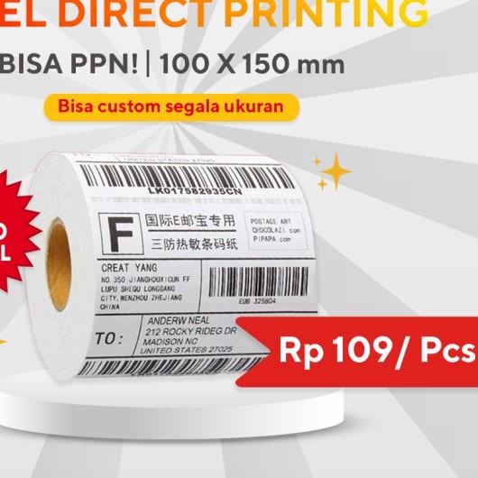 

♣ Label Bare 100 x 150 mm 1 Line 500pcs/Roll & 250 pcs kertas print - Thermal 250 pcs ➥