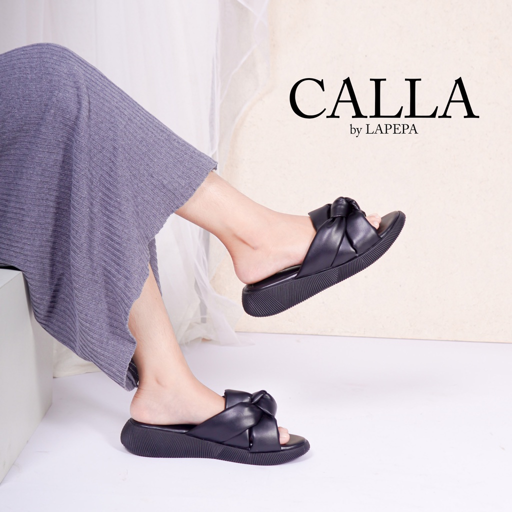 AVLINSTORE - tipe CALLA Sandal Wanita Wedges Sendal Cewek Platform Hak Tinggi 3cm Model Pita Silang Unik Lucu