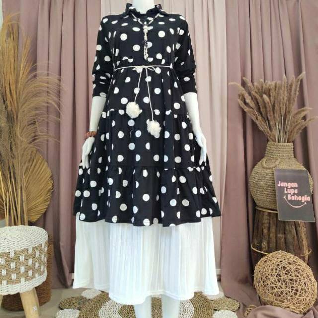 GAMIS POLKA/POLKADOT/ GAMIS POLKA SUSUN/GAMIS POLKA PLISKET