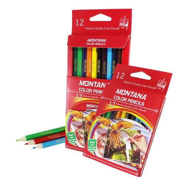 Pensil Warna Montana Pendek 12 warna TH-350 Harga 1 Set ( 12 warna )