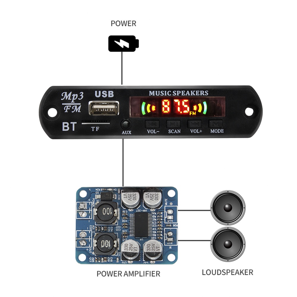 kit modul mp3 bluetooth v10-12 volt versi terbaru