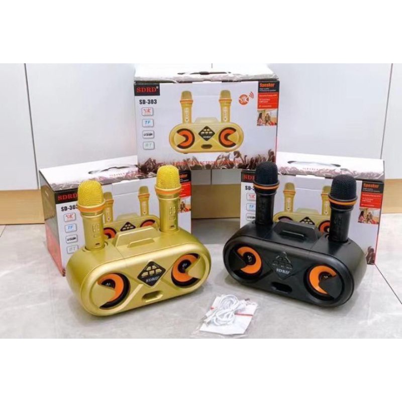 Speaker Karaoke Bluetooth Sdrd 303 Microphone Wireless 2mic