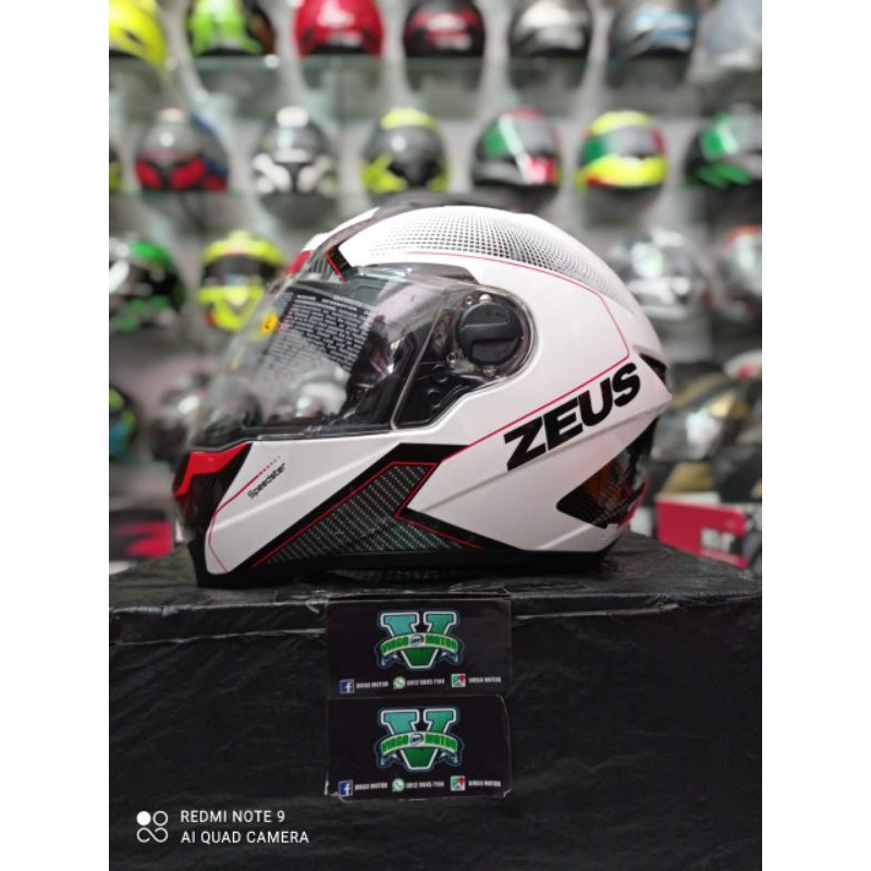 HELM ZEUS 811 MOTIF WHITE BLACK ORANGE