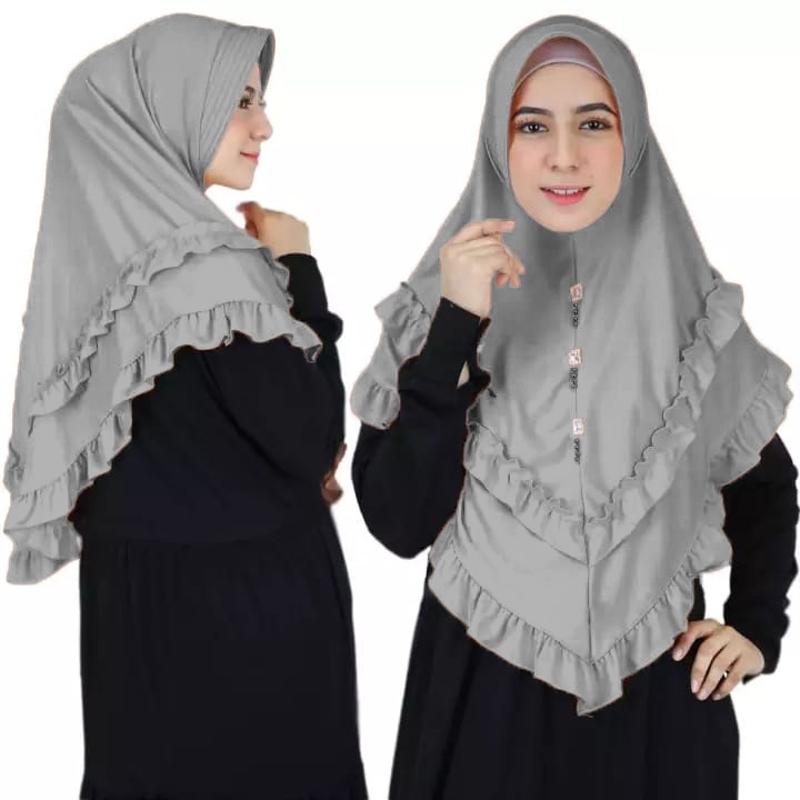 BERGO ZASKIA REMPEL / JILBAB JERSEY / JILBAB MURAH / JILBAB TERBARU / JILBAB ISNTAN / BERGO RUMAHAN-ABU
