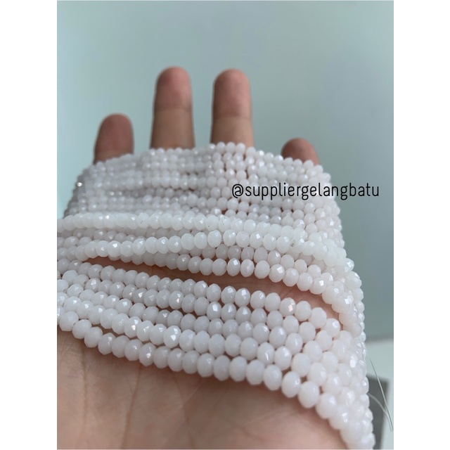 Crystal Ceko Doft 4mm Putih Doff bahan aksesoris beads manik donat