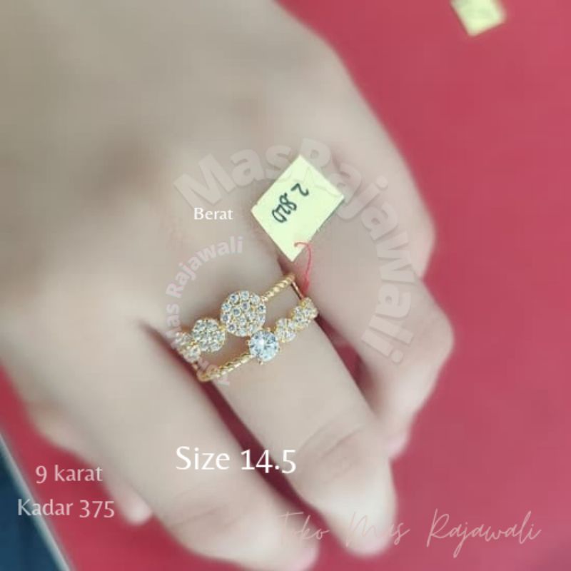 Cincin Permata Bulat ulir Tambang Mewah kadar 375 | UBS | Stok terbatas | Emas asli | Emas Jakarta |