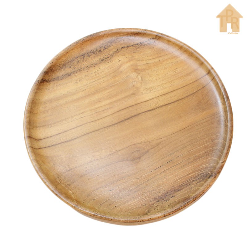 Set Teakwood Plate / Piring Bulat Kayu Jati Premium - D20-25