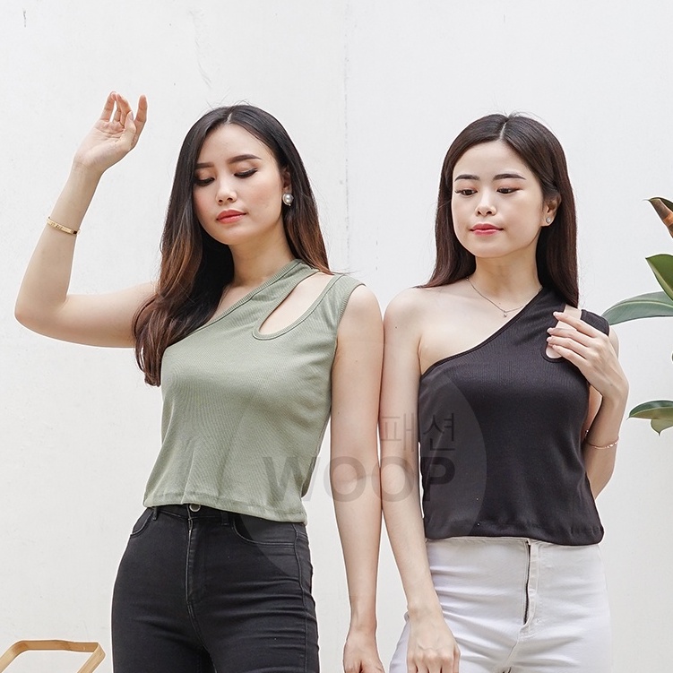 Denisa One Shoulder Top Atasan Tank Top Wanita