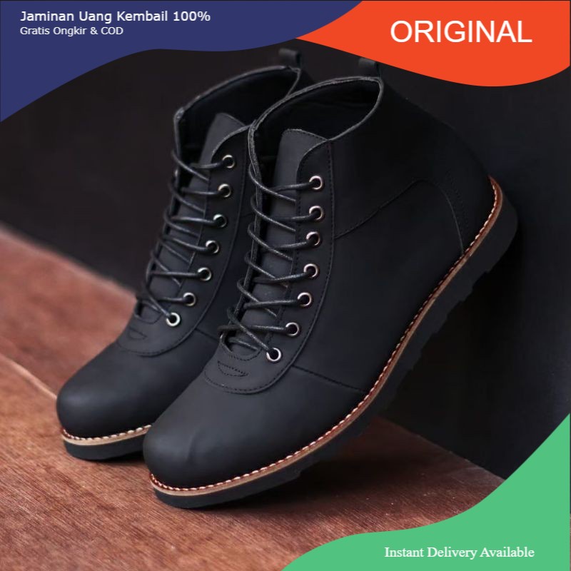 SEPATU BOOT PRIA KULIT KERJA KANTOR KULIAH KASUAL MODEL BroDo a PREMIUM