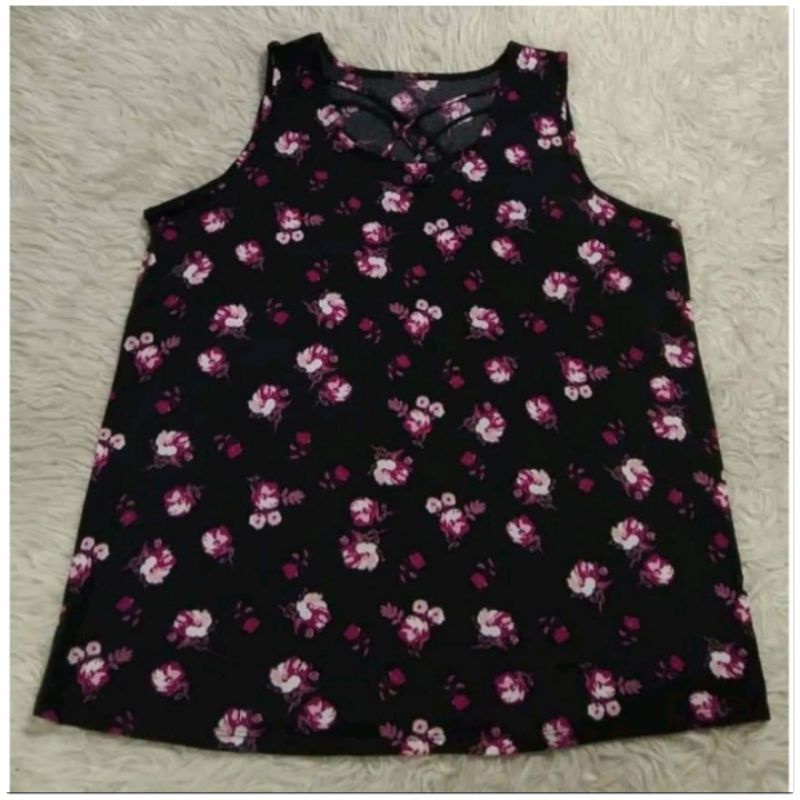 TANKTOP BUNGA UNGU JUMBO LD 130 140 150 160