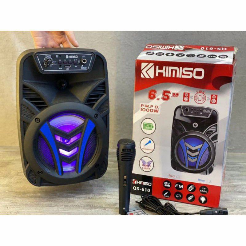 COD✅ SPEAKER BLUETOOTH KIMISO 6'5 INCH QS-610 PLUS MIC+REMOTE SUPER BASS