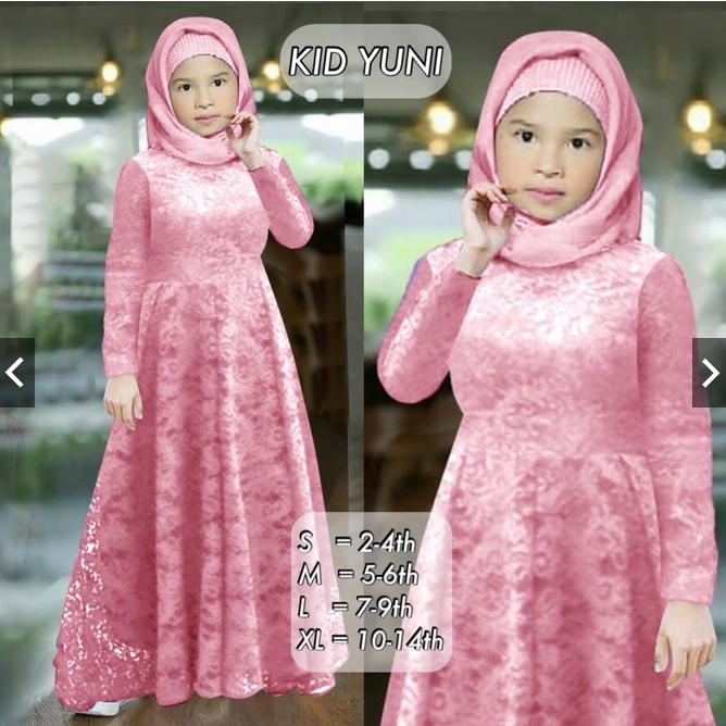 KID YUNI (2-14thn) KID MAXI YUNI / GAMIS ANAK KECIL REMAJA / GAMIS BRUKAT ANAK / YUNI MAXI DRESS BRUKAT ANAK READY