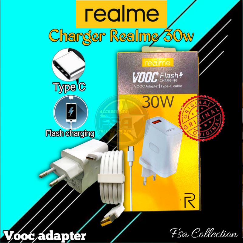 CHARGER REALME 30W USB TYPE C SUPER VOOC REALME 6/6PRO/7/7i/NARZO/X2/X3/XT/X50