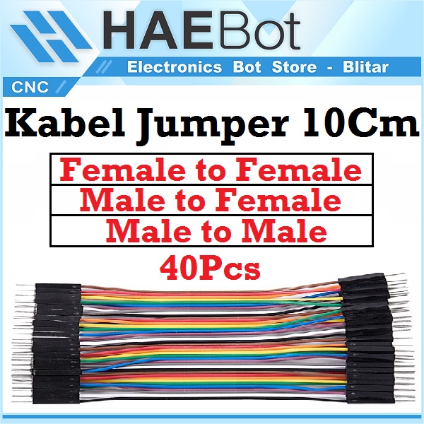 [HAEBOt] Jumper Kabel Arduinoo 10cm Male Female 40pcs buah Board Konektor Pelangi Rainbow Wire Solderless