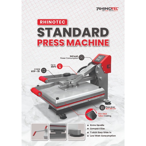 Mesin Press DTF 38x38 900watt Rhinotec RTP-01