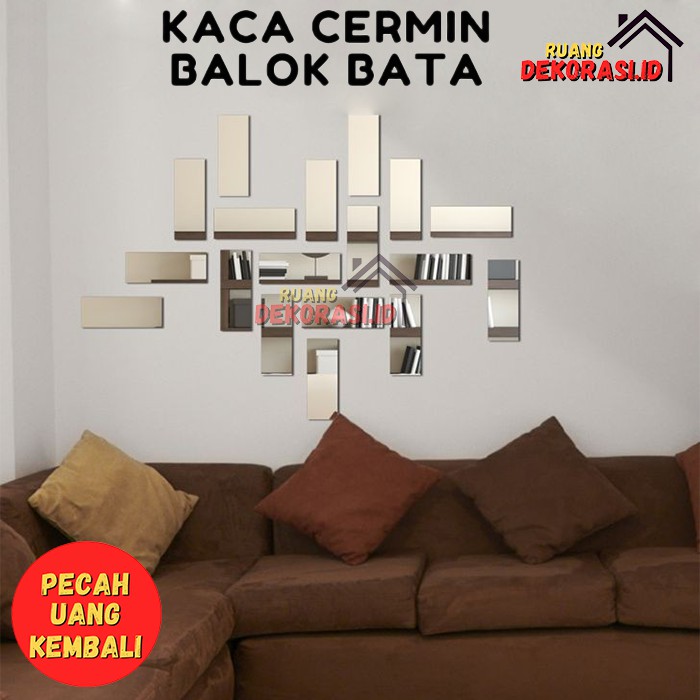 Kaca Cermin Motif Balok Bata Dekorasi dinding Ukuran 15x5 Kaca Cermin Motif Balok Bata Dekorasi dinding Ukuran 15x5