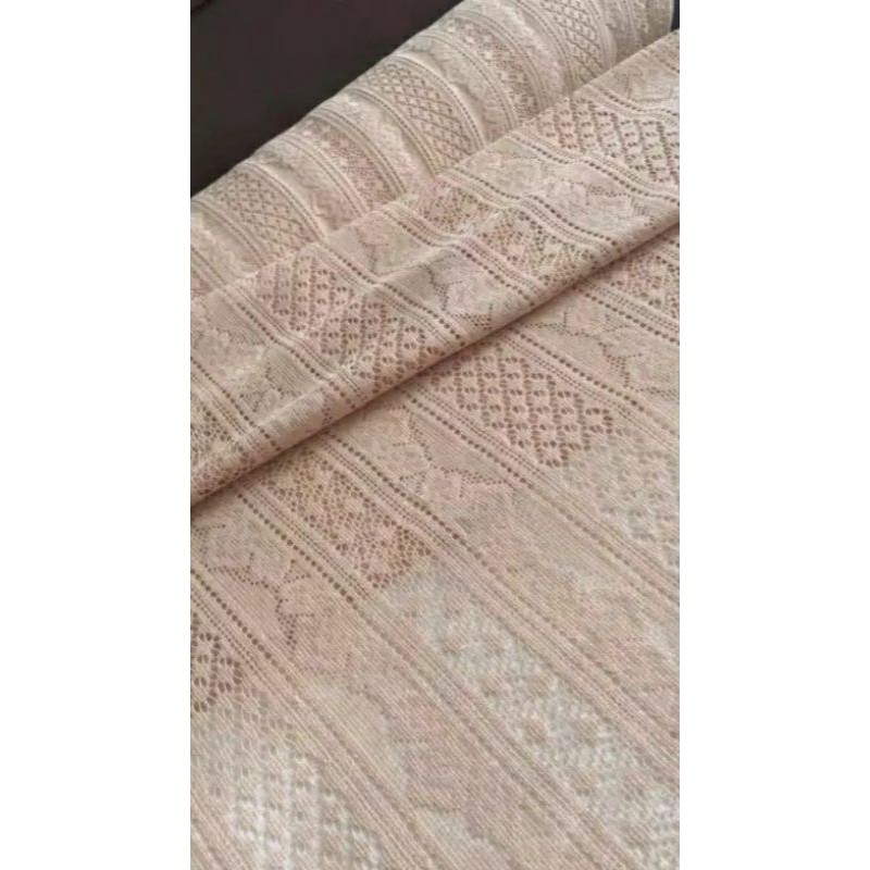 Kain Brokat Bahan Gamis Brukat Halus Lace Motif Crown Warna Coksu Coklat Susu