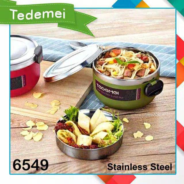 Lunchbox - Kotak Makan Tedemei 6549 Stainless Steel - Red Green Blue