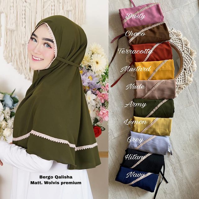 BERGO MARYAM TALI RENDA ATAS BAWAH MEMUTAR // BERGO QALISA WOLVIS PREMIUM // BERGO INSTAN / HIJAB AU