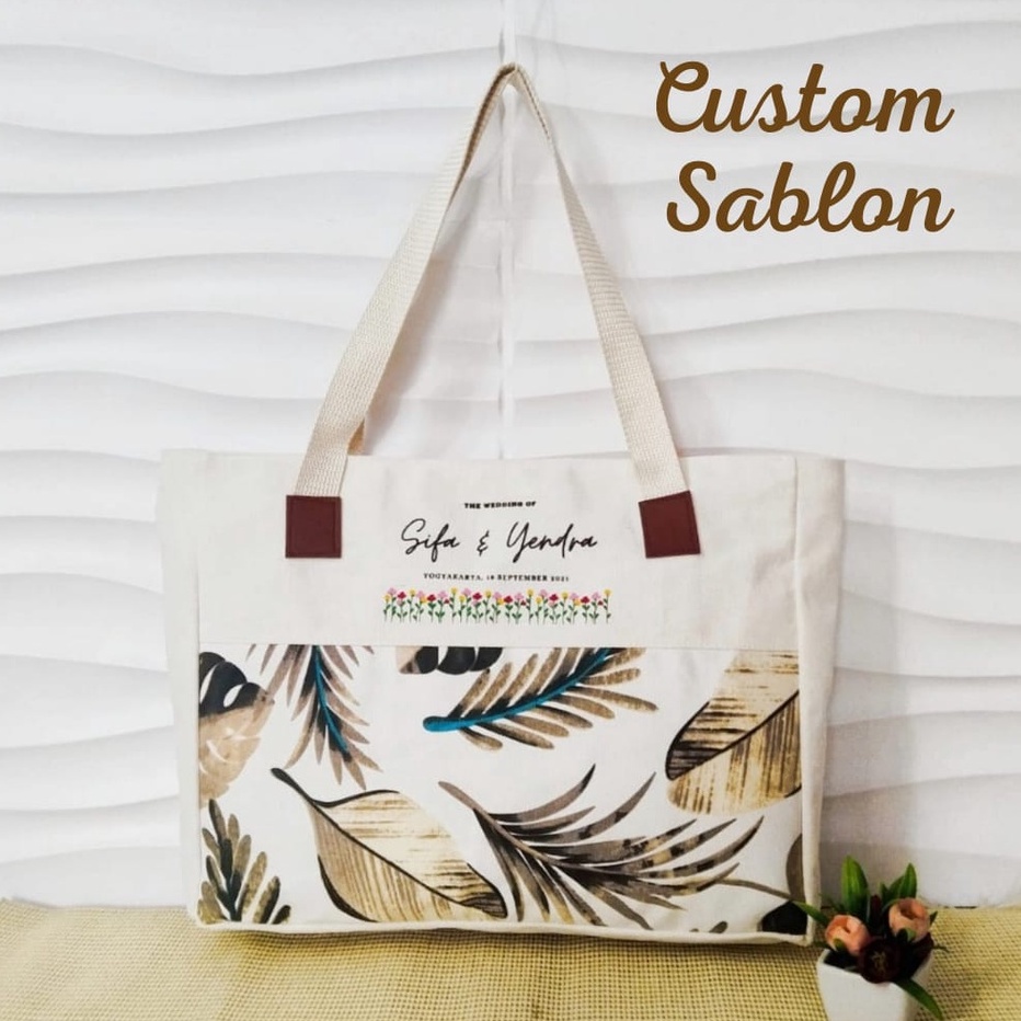 TOTEBAG RESLETING KANVAS MOTIF WANITA/TAS TOTE BAG KULIAH CEWEK,TAS BELANJA,TAS SEMINAR,BISA CUSTOM