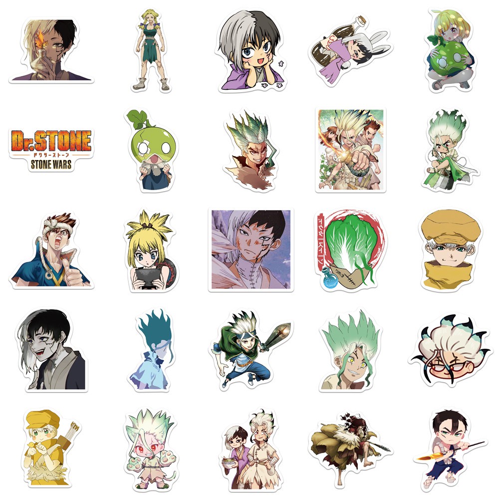 50PCS Japanese hot-blooded anime Dr. Stone Stone Wars Sticker Waterproof Luggage Guitar Motorcycle Car Waterproof Kids Toy