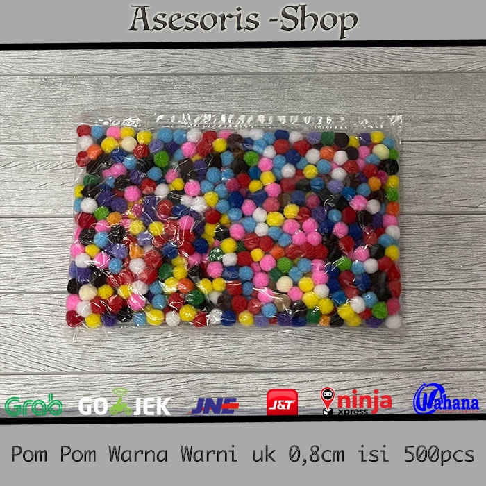 Jual Pom-Pom (Bola-Bola Bulu) Warna Warni Mix 1 Pak Isi 500pcs | Shopee ...