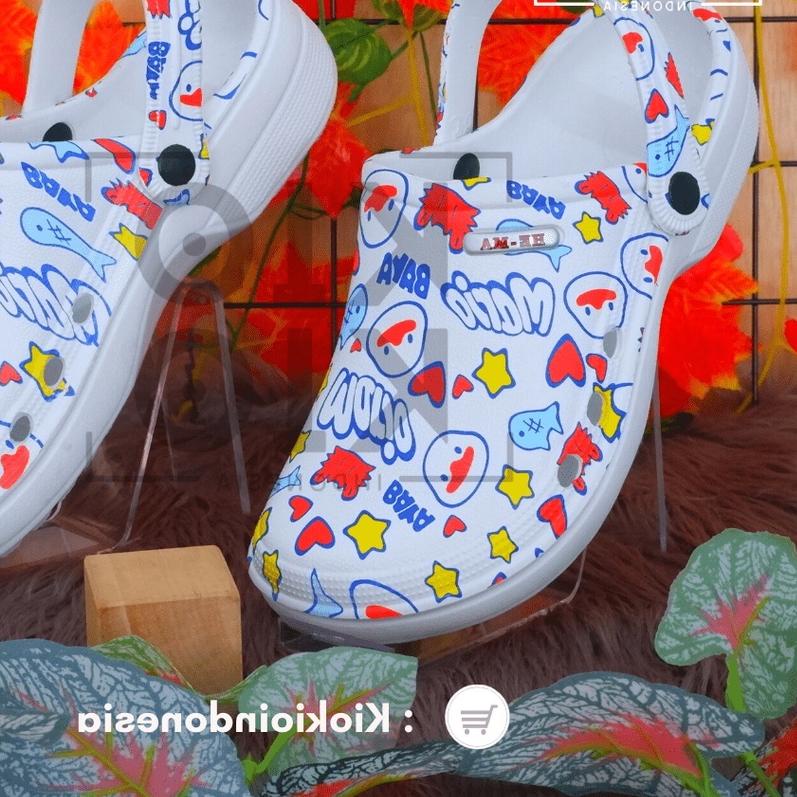 ➻ Sandal Kodok Pria Wanita Printing / Sendal baim / Sepatu Sandal Crocs New Motif ✮