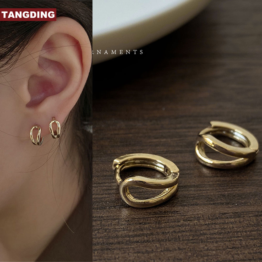 Anting Bentuk Lingkaran Warna Emas Untuk Aksesoris Perhiasan