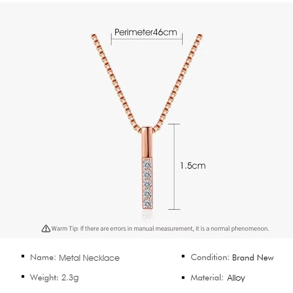 Kalung Vertikal Women Diamond Rose Gold Clavicle  -  Necklace Charm Pendant Jewelry Gift