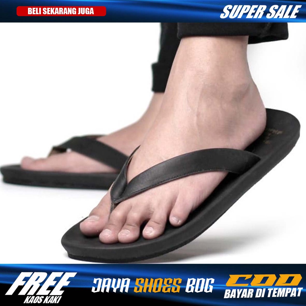 Sandal Kasual Jepit Pria Bahan Kulit Asli Sendal Cowok Ringan Nyaman Original Distro