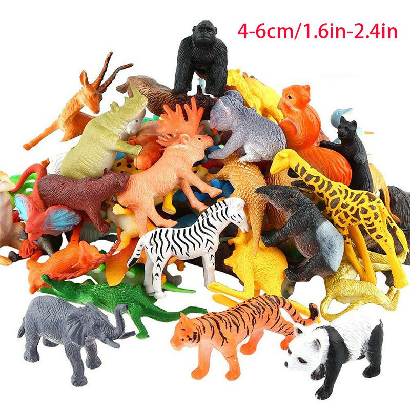 53x Wild Animals Zoo Safari Farm Playset Toy Animal Figures Kids Children Gift