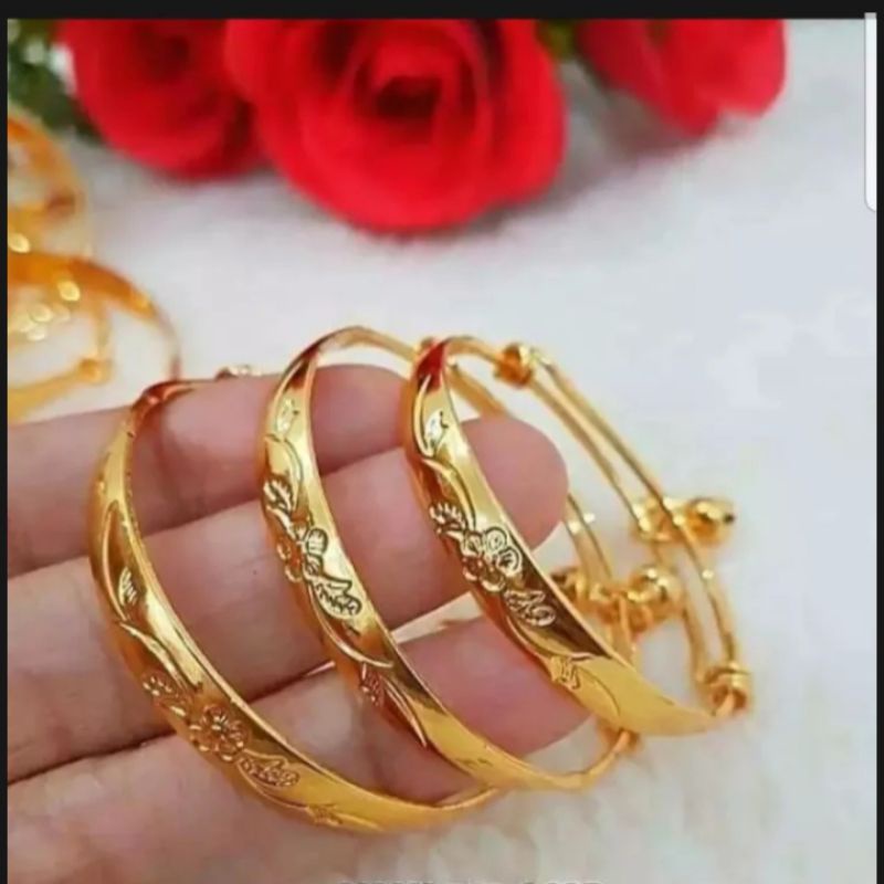 gelang kerincing bayi, gelang mirip mas asli,gelang berlapis emas 24 k