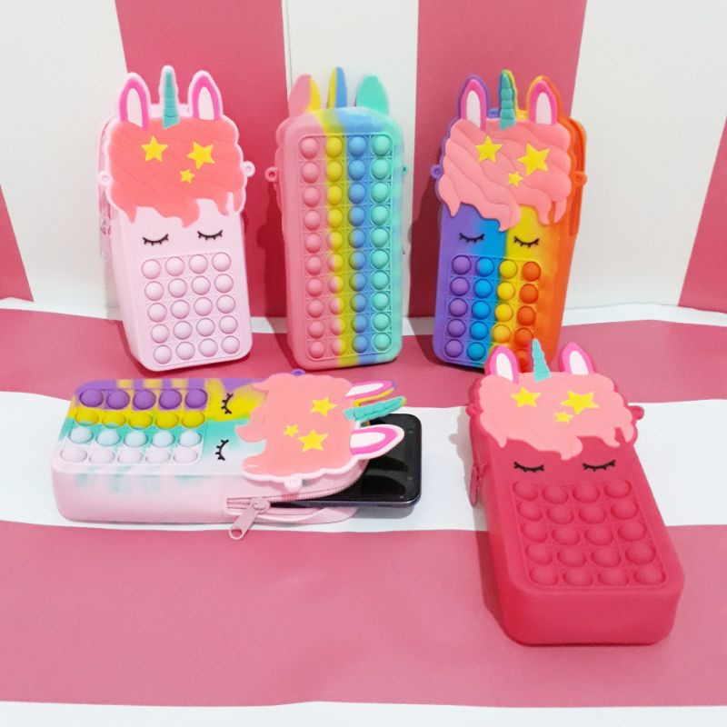 Tas Pop it Unicorn Muat HP Doubel Pop it tempat pensil pop it