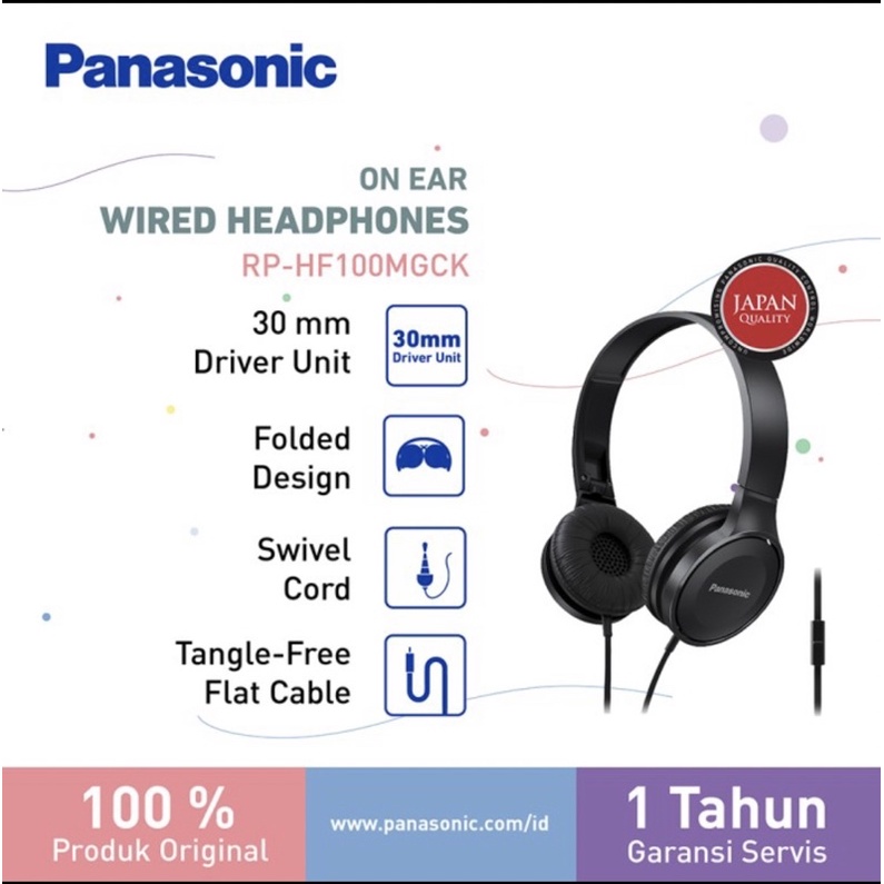 Panasonic Wired Headphone HF100 Light Weight Powerful Sound