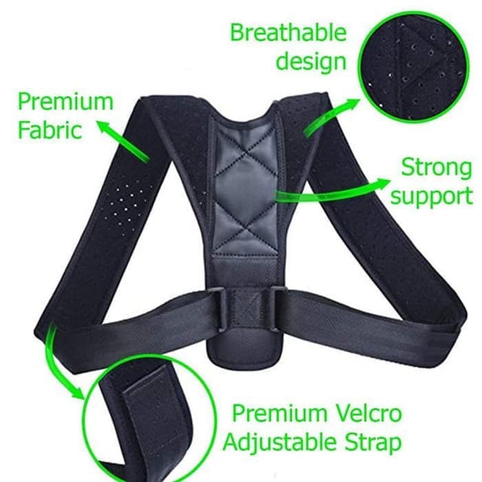 Posture Corrector Penegak Punggung Postur Back Support - Tali Body Harness Korektor Postur Punggung Size M Hitam - Penyangga Punggung Shoulder Back Support Belt Posture Corrector Korset Tali tulang Belakang alat penopang tubuh tegab berdiri terapi