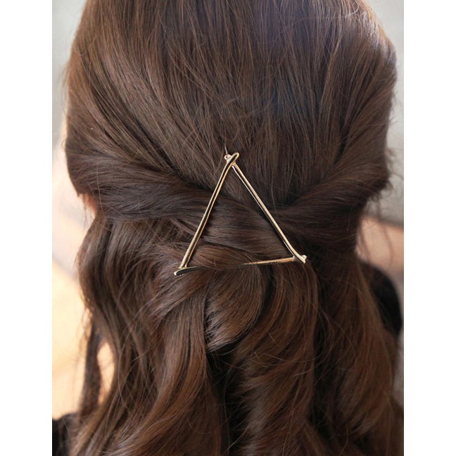 LRC Jepit Rambut Trendy Color Triangle Shape Decorated Pure Color Simple Hair Clip