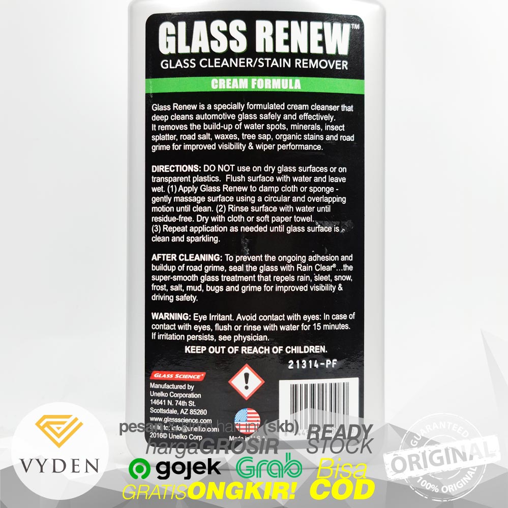 Glass Science Glass Renew Glass Scrub untuk hapus Kerak Jamur Kaca Waterspot MURAH