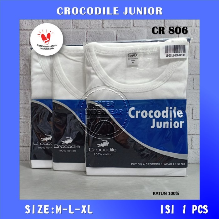 Kaos Dalam Anak Oblong Crocodile Junior CR 806 Putih ISI 1Pcs