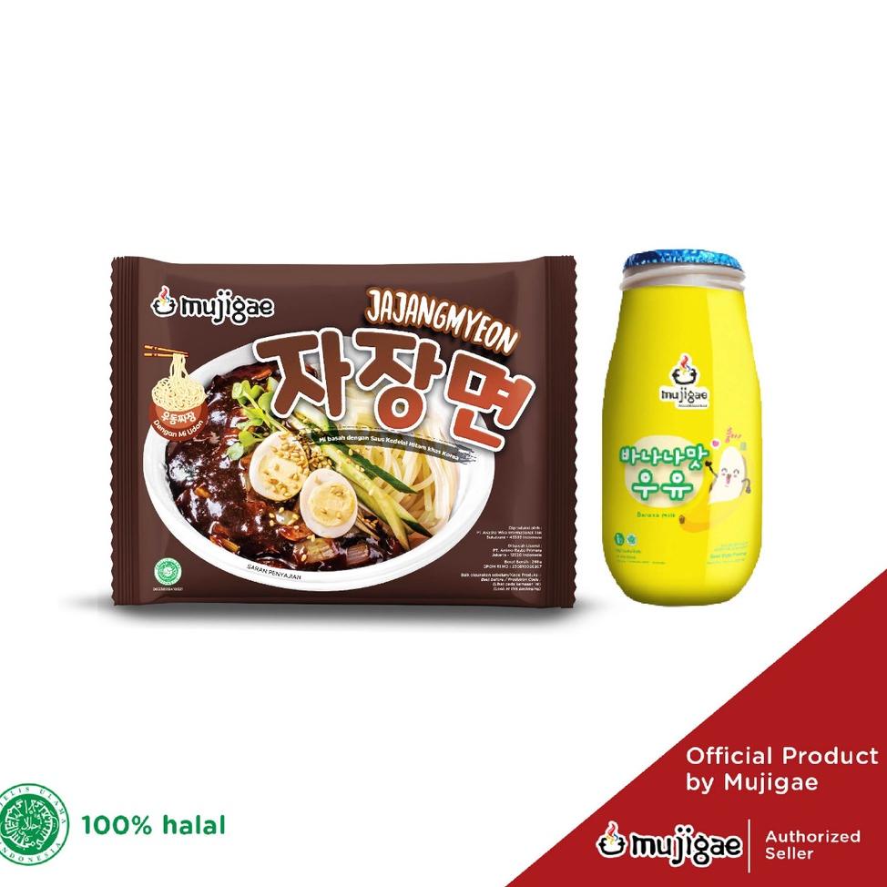 

SP041 BUNDLE Mujigae Jajangmyeon 265gr + Mujigae Banana Milk Original 250 mL 9