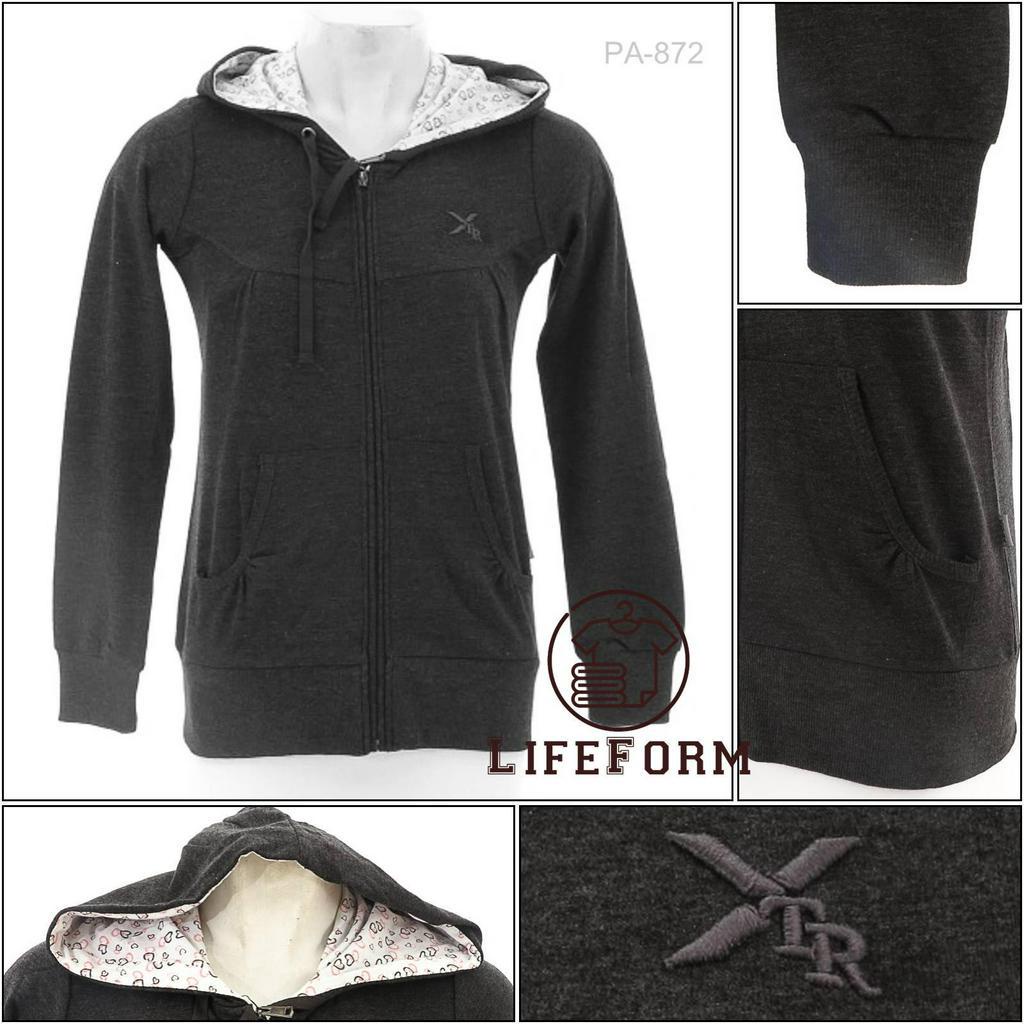 [PA872] Jaket Hoodie Katun wanita Abu-Abu Xetra S